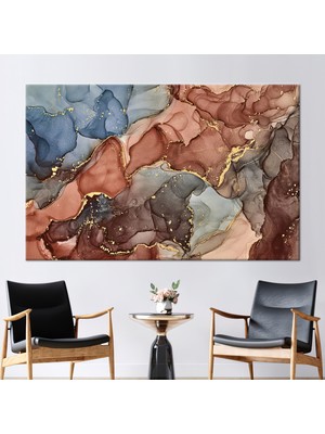 Kayra Export 1 Parça Kanvas Tablo, Kahverengi ve Gri Mermer Duvar Sanatı, Mermer Hediye Kanvas,