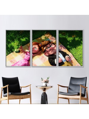 Kayra Export 3 Parçalı Beyaz Çerçeveli Kanvas Tablo, Modern Sanat, Sevgililer Kanvas Poster,