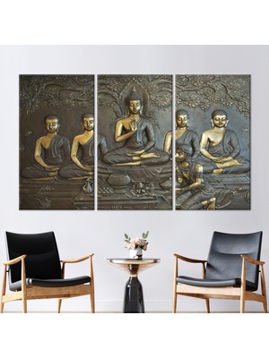 Kayra Export 3 Parçalı Kanvas Tablo, Soyut Baskılı, Modern Sanat Eseri, Lüks Baskılı,