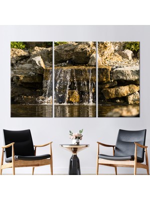 Kayra Export 3 Parçalı Kanvas Tablo, Huzur Hediye Kanvas, Su Manzarası Kanvas, Doğa Duvar Dekoru,