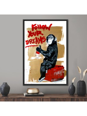 Kayra Export 1 Parça Siyah Çerçeveli Kanvas Tablo, Graffiti Duvar Süsü, Soyut Kanvas Poster, Resim Kanvas,