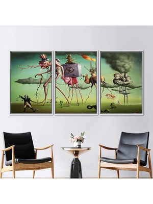Kayra Export 3 Parçalı Beyaz Çerçeveli Kanvas Tablo, Üreme Kanvas Sanatı, Ünlü Kanvas Poster,