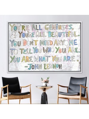 Kayra Export 1 Parça Beyaz Çerçeveli Kanvas Tablo, John Lennon Duvar Süsü, Işyeri Kanvas, Başarı Sanat,