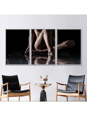 Kayra Export 3 Parçalı Beyaz Çerçeveli Kanvas Tablo   Kadın Duvar Süsü   Kız Duvar Süsü