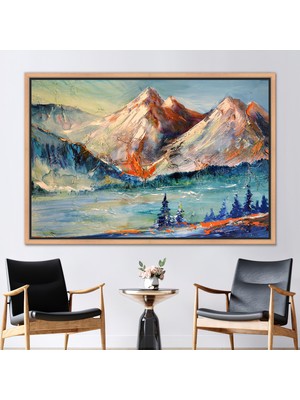Kayra Export 1 Parça Naturel Çerçeveli Kanvas Tablo Soyut Dağ Ağrısı Manzara 3 Boyutlu Kanvas