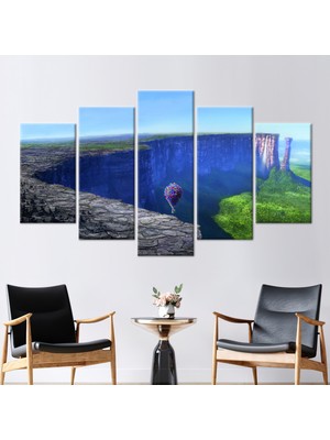 Kayra Export 5 Parçalı Mix Kanvas Tablo Air House 3 Boyutlu Kanvas Hava Balonu Duvar Dekoru