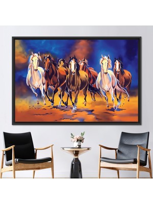 Kayra Export 1 Parça Siyah Çerçeveli Kanvas Tablo Soyut Hediye Kanvas Daha Hızlı At Kanvas