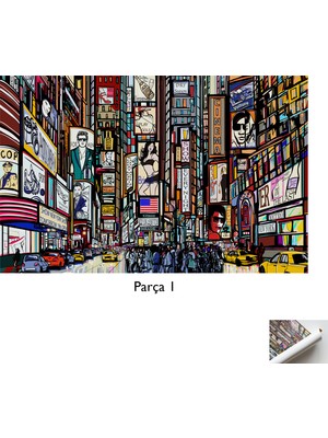 Kayra Export 1 Parça Poster Kanvas Tablo New York'taki Bir Caddenin Illüstrasyonu Sokak Manzarası Sanat Eseri