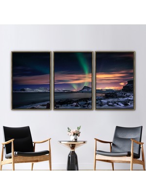 Kayra Export 3 Parçalı Gold Çerçeveli Kanvas Tablo Renkli Gökyüzü Duvar Dekoru Görüntüleme Kanvas