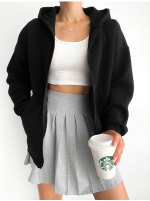 Bejna Kadın Oversize Fermuarlı Sweatshirt Hırka