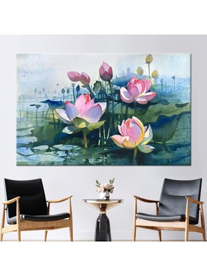 Kayra Export 1 Parça Kanvas Tablo Soyut Lotus Sanat Çiçek Kanvas Suluboya Çiçeği Kanvas Baskı