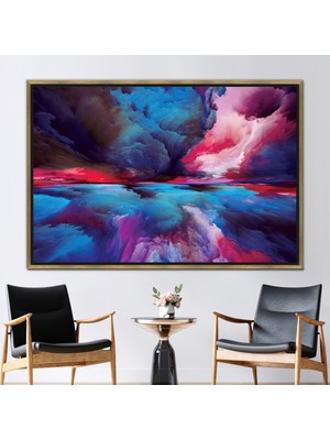 Kayra Export 1 Parça Gold Çerçeveli Kanvas Tablo Soyut Bulutlar Kanvas Bulutlar Duvar Dekoru