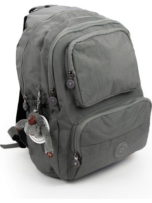 İmaks Suya Dayanıklı Krinkıl / Klinkır Kumaş Çok Gözlü Sırt Ve Okul Çantası Gri 8813