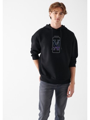 Mavi Erkek Mavi Logo Baskılı Siyah Sweatshirt 0610958-900