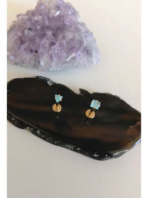 Bylin Cerrahi Çelik Buz Mavisi Kare&üçgen Taşlı Labret Piercing Set  - 2 Adet Piercing