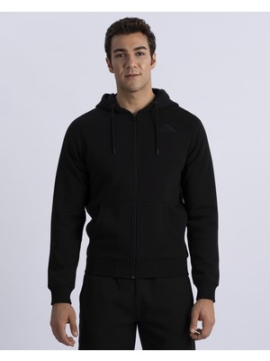 Kappa Logo Jackus Slim 2 Erkek Siyah Fermuarlı Eşofman Üst