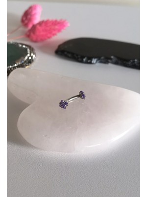 Bylin Cerrahi Çelik Zirkon Taşlı Rook Piercing , Kaş Piercing, Muz Piercing - 8mm - 1 Adet