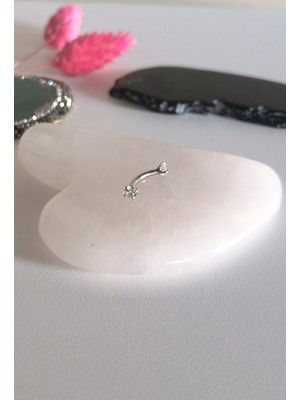 Bylin Cerrahi Çelik Zirkon Taşlı Rook Piercing , Kaş Piercing, Muz Piercing - 8mm - 1 Adet