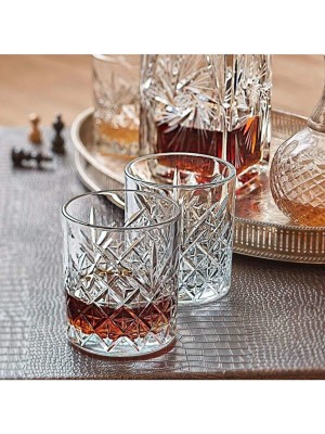 Paşabahçe 52810 Timeless 4 Parçalı Şeffaf Desenli Cam Viski Bardak Seti