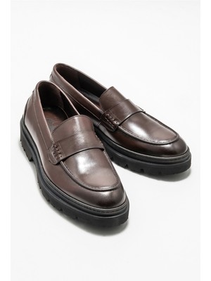 Elle Shoes Kahve Deri Erkek Loafer