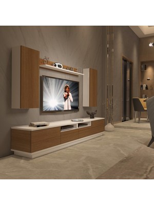 Decoraktiv Trendstyle 5220DS Mdf Tv Ünitesi Tv Sehpası Beyaz Ceviz