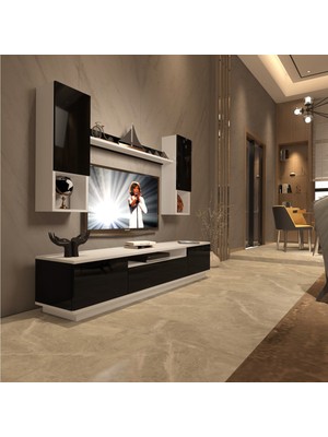Decoraktiv Trendstyle 5das Slm Tv Ünitesi Tv Sehpası Beyaz Siyah