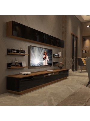 Decoraktiv Trendstyle 8ys Slm Tv Ünitesi Tv Sehpası Ceviz Siyah