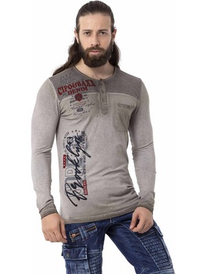 Cipo & Baxx CL527 Düğmeli Basic Antrasit Sweatshirt