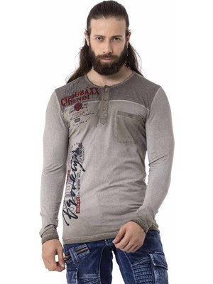 Cipo & Baxx CL527 Düğmeli Basic Antrasit Sweatshirt