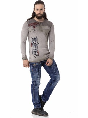 Cipo & Baxx CL527 Düğmeli Basic Antrasit Sweatshirt