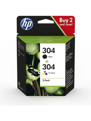 HP Orijinal Hp 304 Mürekkep Kartuşu Siyah/üç Renkli 2'li Paket 3JB05AE