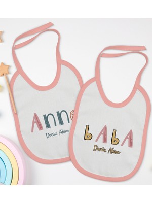 Bk Kids Kişiye Özel Anne ve Baba Tasarımlı 2’li Pembe Mama Önlüğü-4