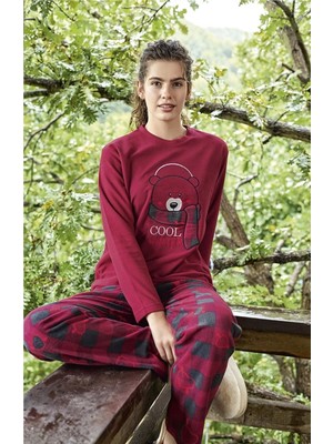 Çarşınet Kadın Kışlık Polar Uzun Kol Pijama Takımı