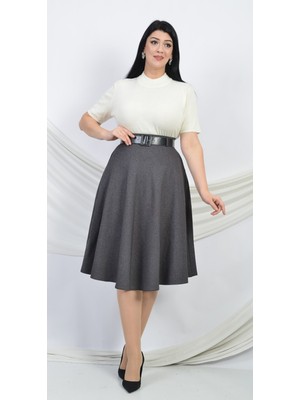 Soralline Kadın Kloş Etek KIŞLIK780 Gri