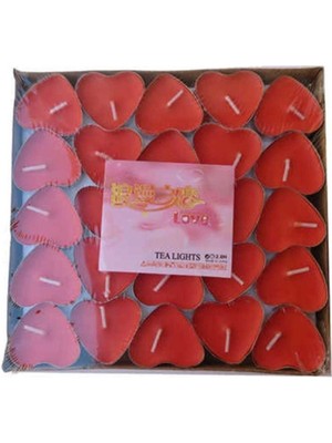 Pazariz Kırmızı Kalp Tealight Mum 50LI