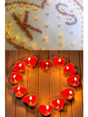 Pazariz 20 Kalpli Tealight Mum + 300 Kuru Gül Yaprağı Romantik Süs