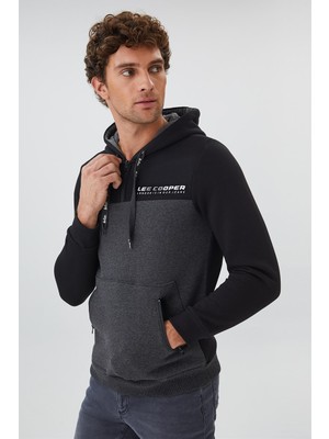 Lee Cooper Juno Erkek Kapüşonlu Sweatshirt Siyah - Antrasit