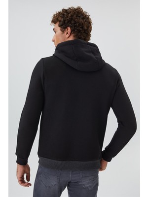 Lee Cooper Juno Erkek Kapüşonlu Sweatshirt Siyah - Antrasit