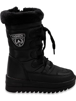 Twingo Kız Çocuk Bot 26-30 Numara Siyah Düz Topuklu Su Geçirmez Kışlık Konfor