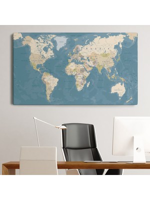 Dünyatablo Dünya Haritası  Dekoratif Kanvas Tablo 1040 ( Tek Parça )
