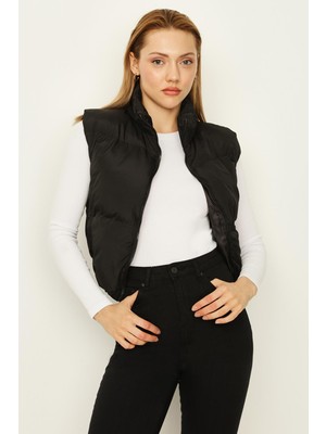 Select Moda Kadın Dik Yaka Cepli Şişme Yelek