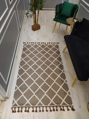 Doruklar Home Collection Çizgili Kilim Desenli Kaymaz Tabanlı Yıkanabilir Leke Tutmaz Dokuma Taban Halı