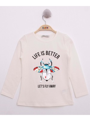 Toontoy Kids Toontoy Kız Çocuk Pullu Uğur Böceği Nakışlı T-Shirt