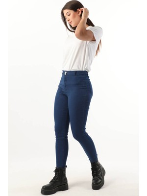 Blue White Kadın Yüksek Bel Mavi Skinny Fit Jean Pantolon