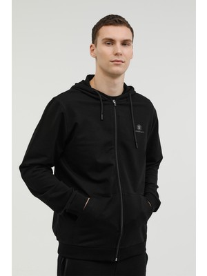 Lumberjack M-SN72 Basıc Full Zıp Hoo Siyah Erkek Eşofman Üstü