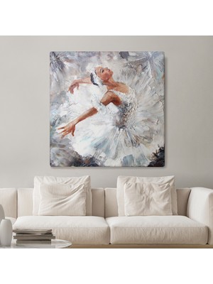 Dünyatablo Balerin Kız Yağlıboya Görünüm Dekoratif Kanvas Duvar Tablosu