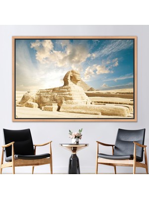 Kayra Export 1 Parça Naturel Çerçeveli Kanvas Tablo Mısır Piramit View Kanvas Büyük Piramit 3 Boyutlu Kanvas