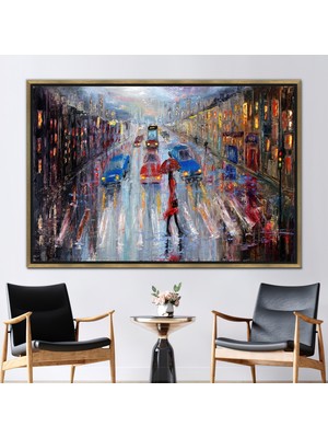 Kayra Export 1 Parça Gold Çerçeveli Kanvas Tablo Şehir Manzarası 3 Boyutlu Kanvas Şehir Manzarası Kanvas
