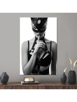 Kayra Export 1 Parça Kanvas Tablo Cosplay Kedicik Kanvas Dekor   Kanvas Sanatı Kedi Kadın Duvar Dekoru