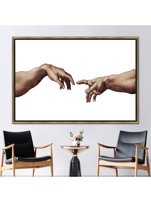 Kayra Export 1 Parça Gold Çerçeveli Kanvas Tablo Michelangelo Hand Kanvas Baskı